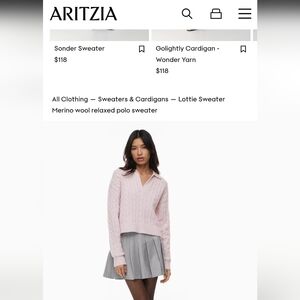 Aritzia Sunday Best Lottie Sweater in lavendar Purple. Size medium, slight crop